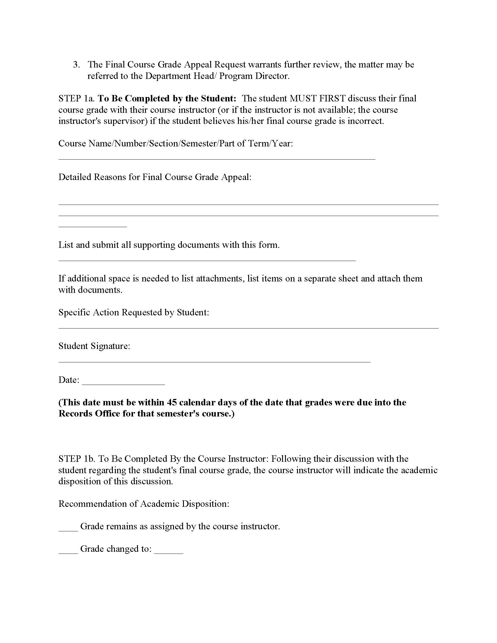 Student Final Course Grade Appeal Request page 2 of 7 